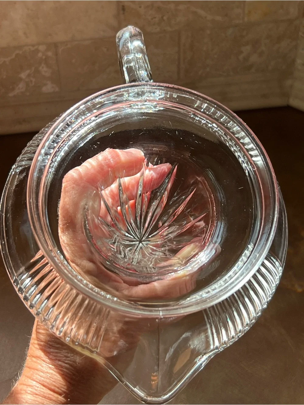 Vintage Glass Citrus Juicer /Reamer, Clear , Used